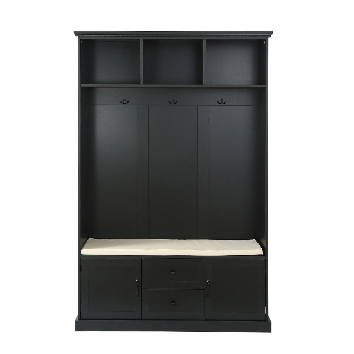 Hall Tree With 3 Hooks, Coat Hanger, Entryway Bench, Storage Bench, 3 In 1 Design