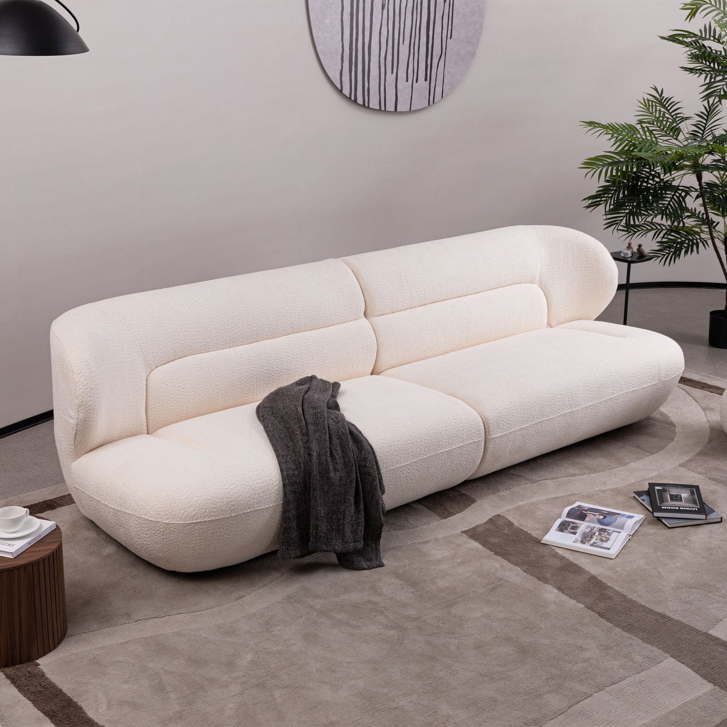 Modern Fashion Yp40116W Circular Curve Design Sofa, 4 Seater For Office & Bedroom - White