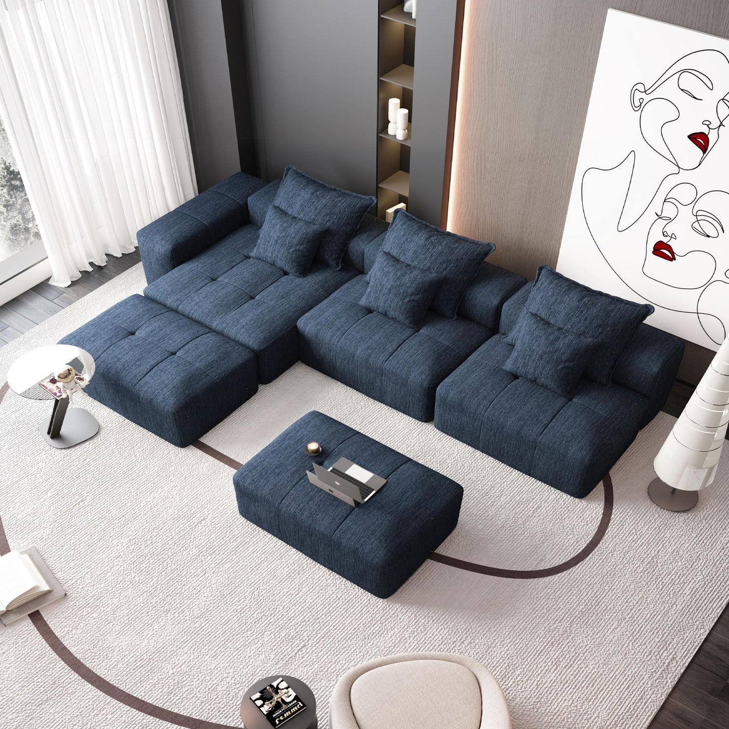 Modern Oversized Diy Combination Modular Sectional Sofa With Pillows