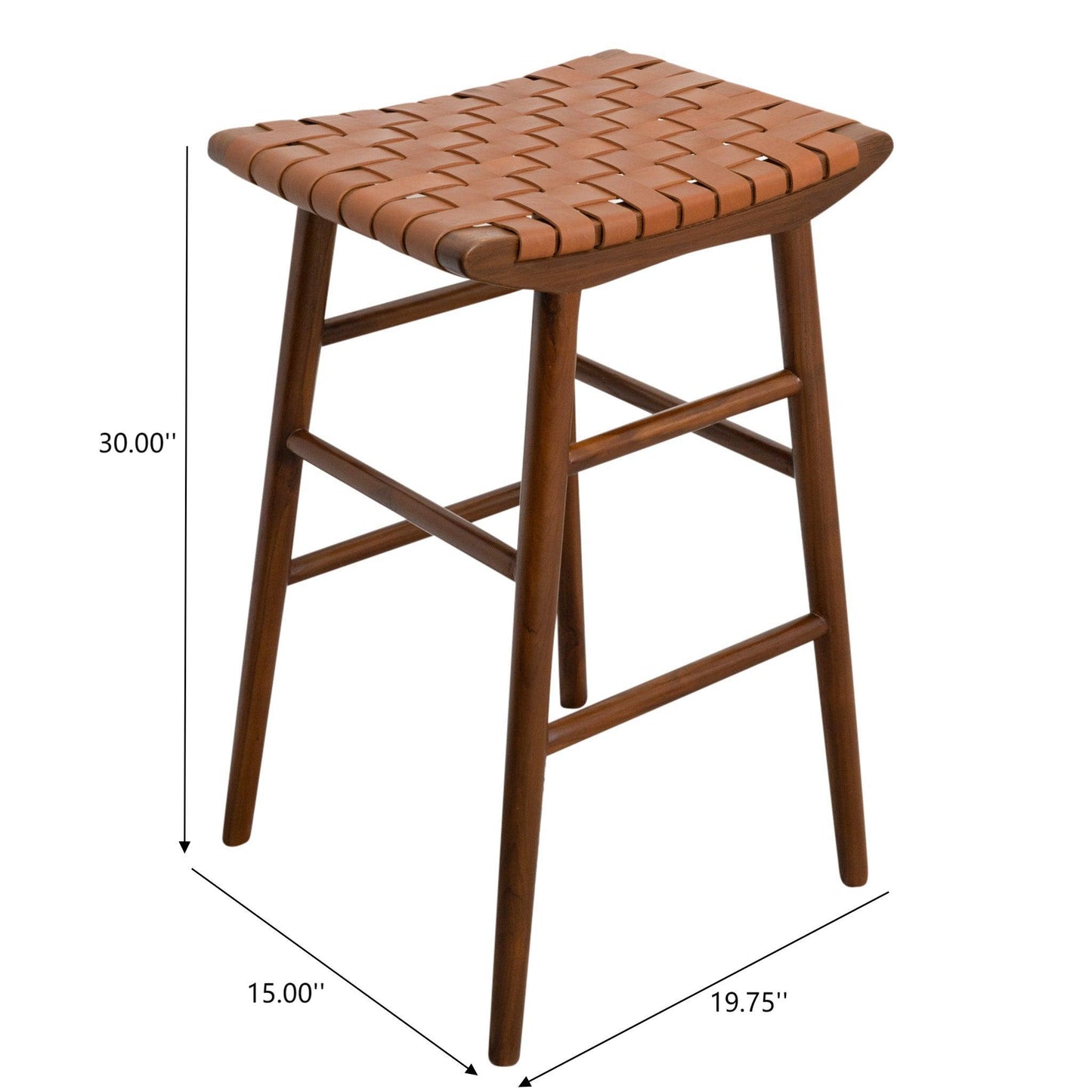 Maya - Genuine Leather Stool - Rustic / Tan