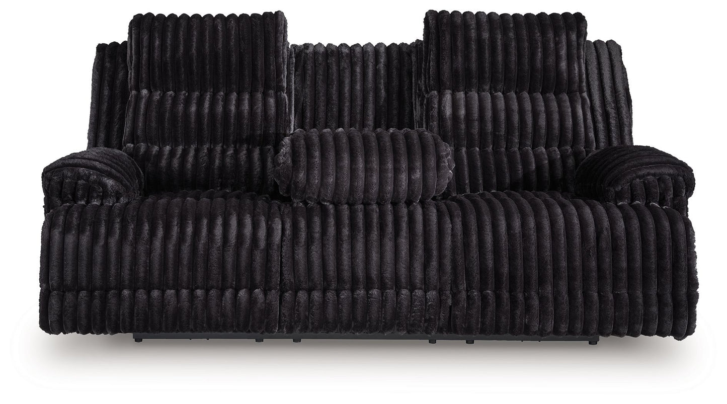 Rhine Falls - Reclining Power Sofa With Drop Down Table - Onyx