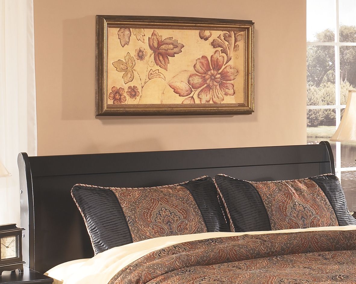 Huey Vineyard - Queen Sleigh Headboard - Black