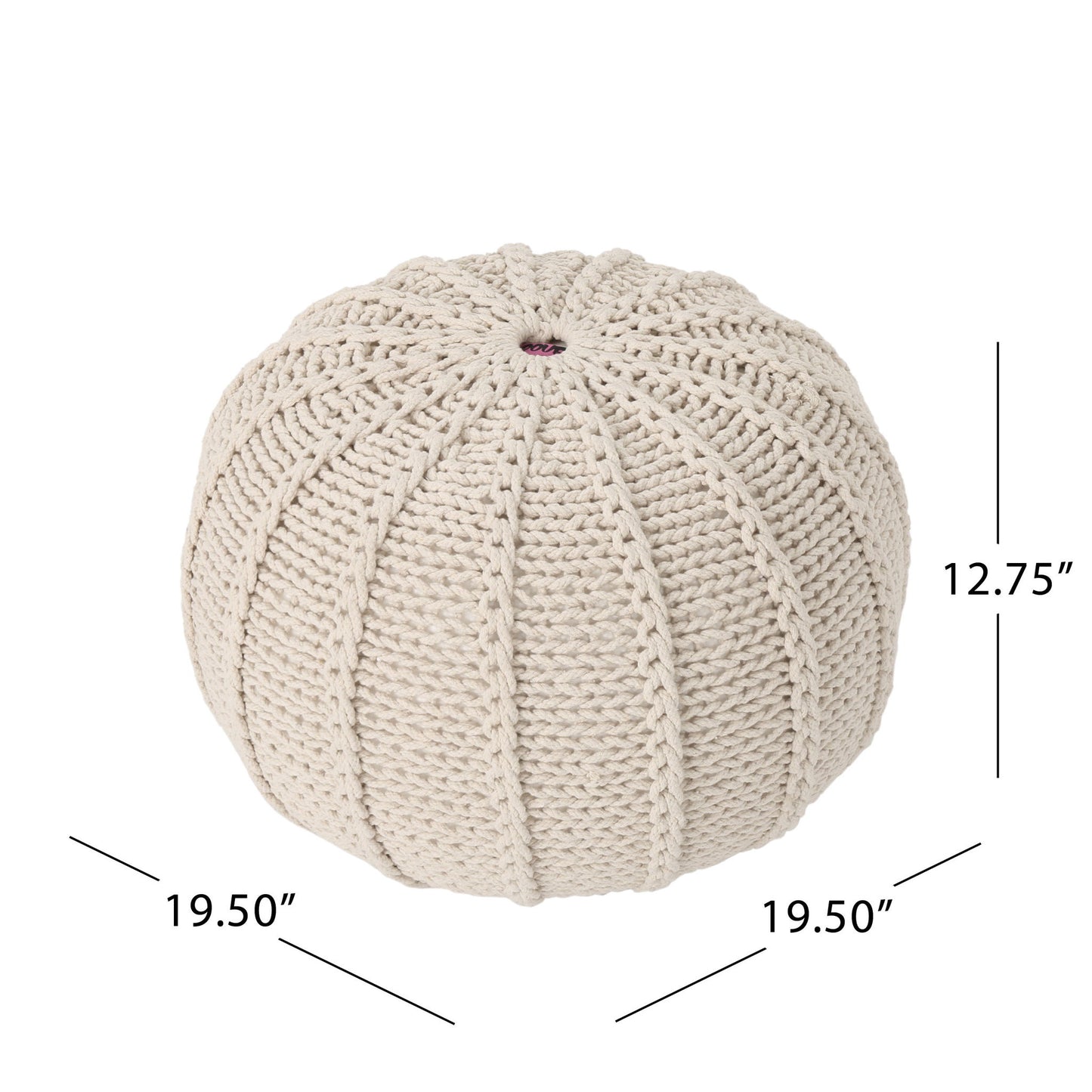 Bordeaux - Knitted Cotton Round Pouf Ottoman And Floor Cushion
