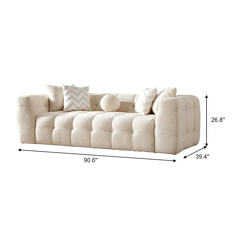 Alana - Tufted Sofa - Ivory / White