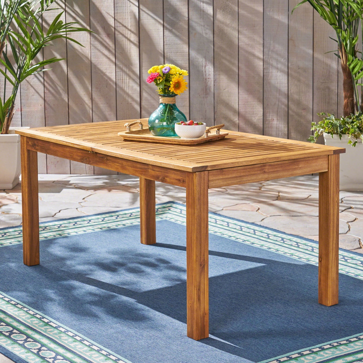 Outdoor Expandable Dining Table With Square Legs