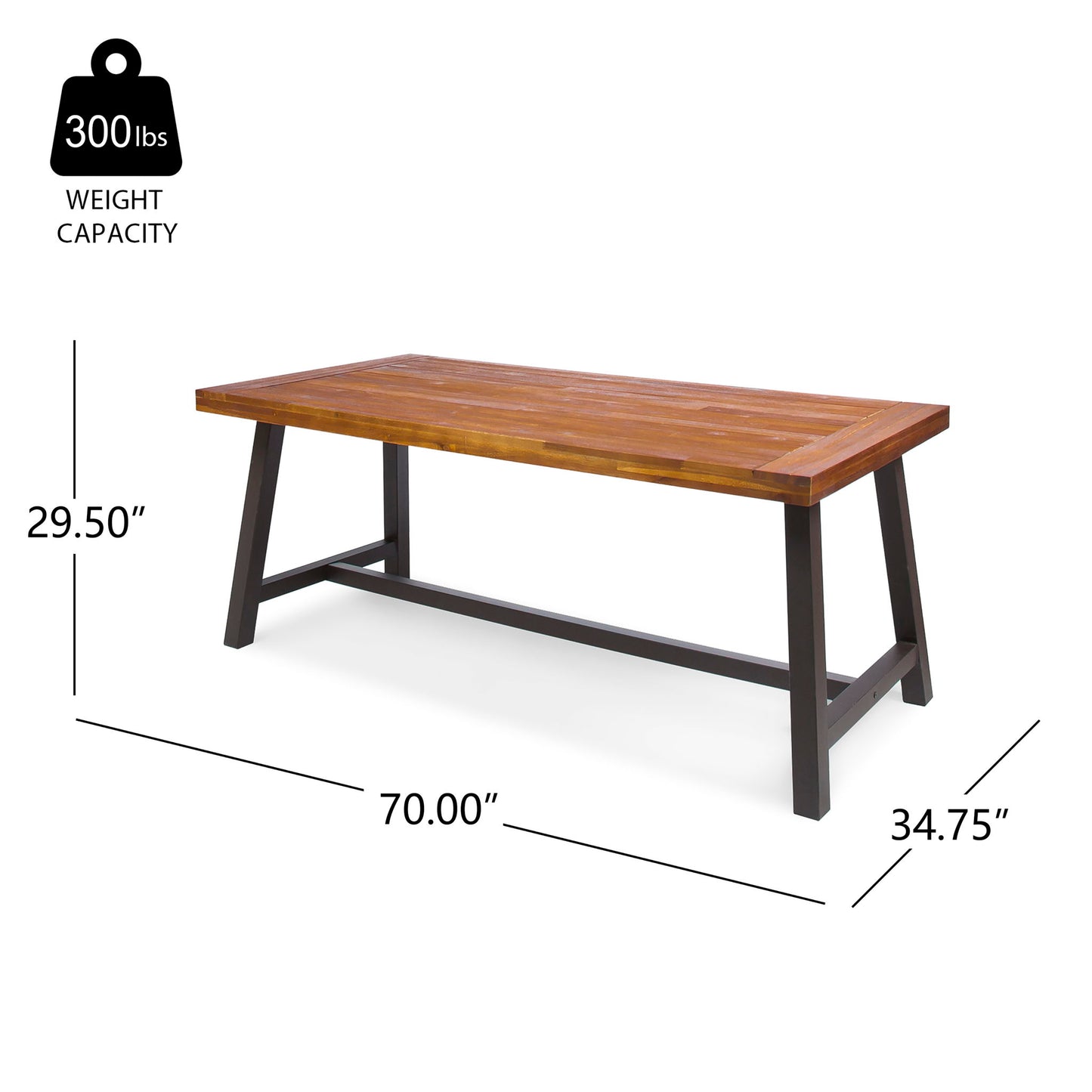 Outdoor Sandblast Finish Acacia Wood Dining Table