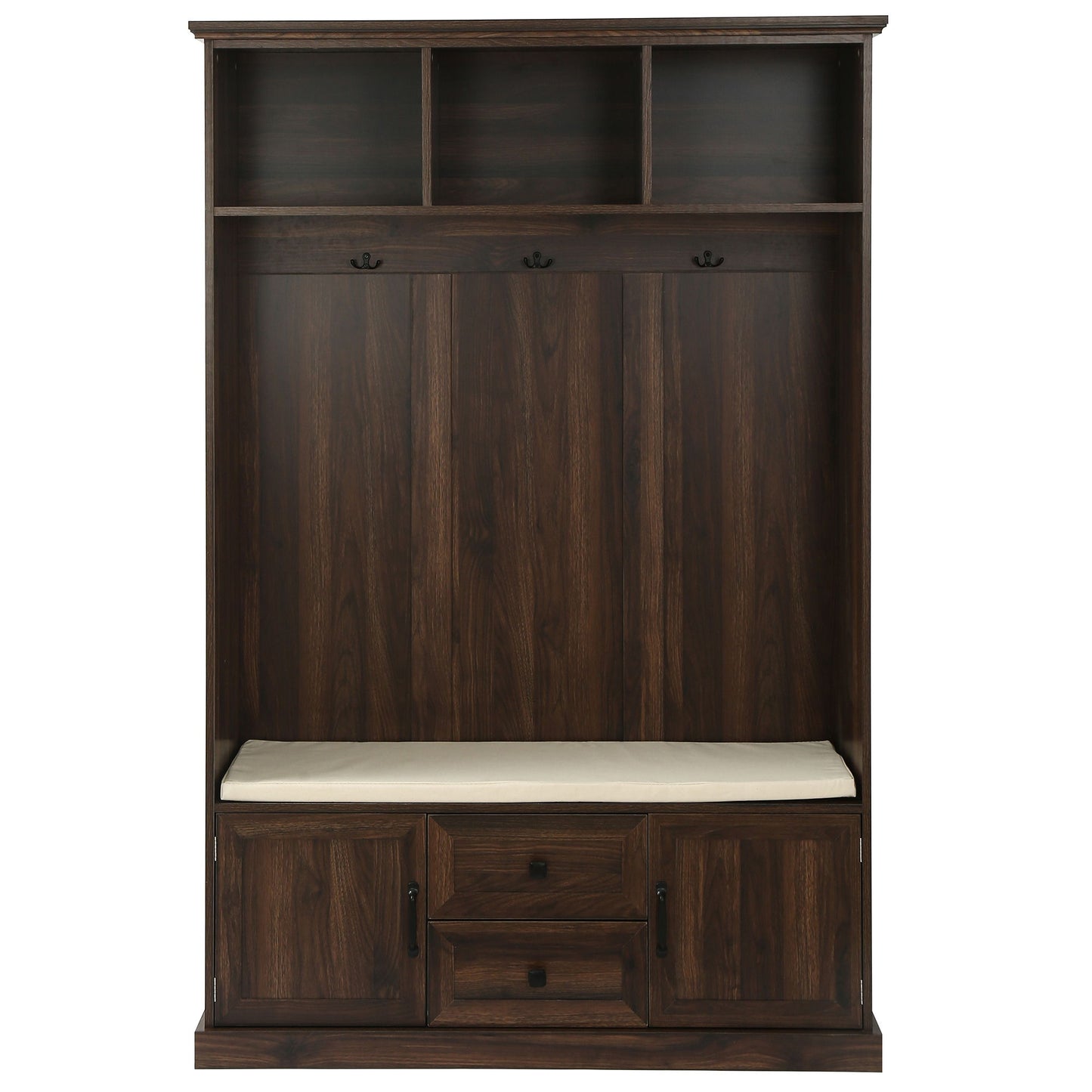 Hall Tree With 3 Hooks, Coat Hanger, Entryway Bench, Storage Bench, 3 In 1 Design