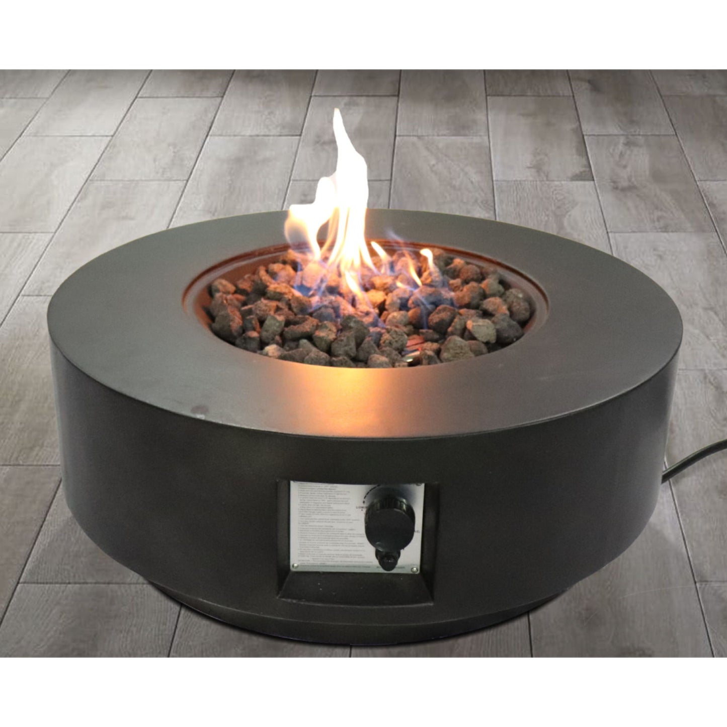 Fiber Reinforced Propane Gas Outdoor Fire Pit Table With Lid - Charcoal