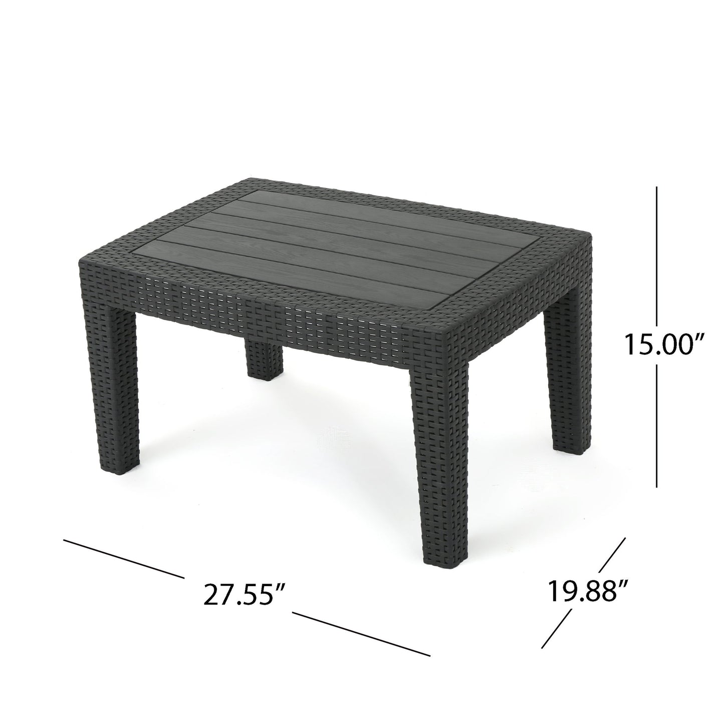 Zephyra - Outdoor 4 Piece Faux Wicker Rattan Chat Set With Water Resistant Cushions - Gray