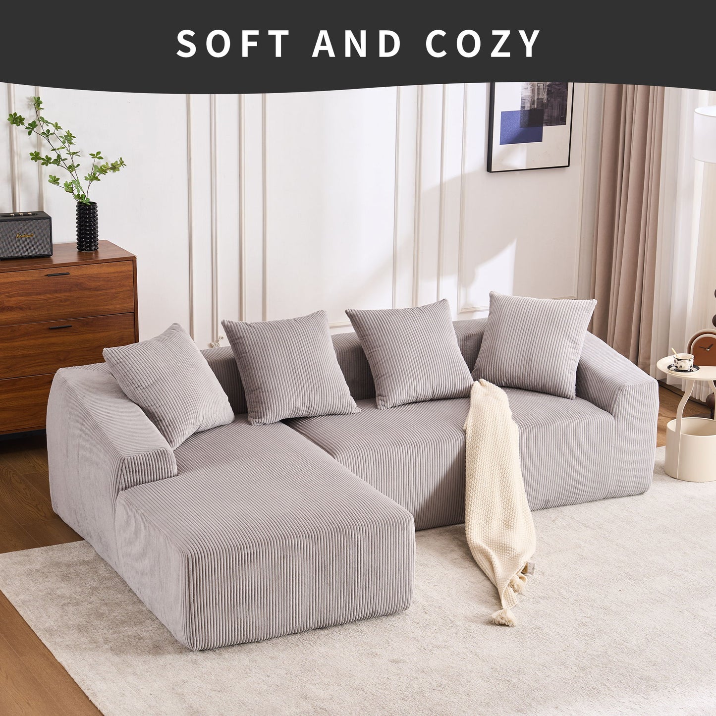 Combined 3 Seater Sofa With 4 Pillows