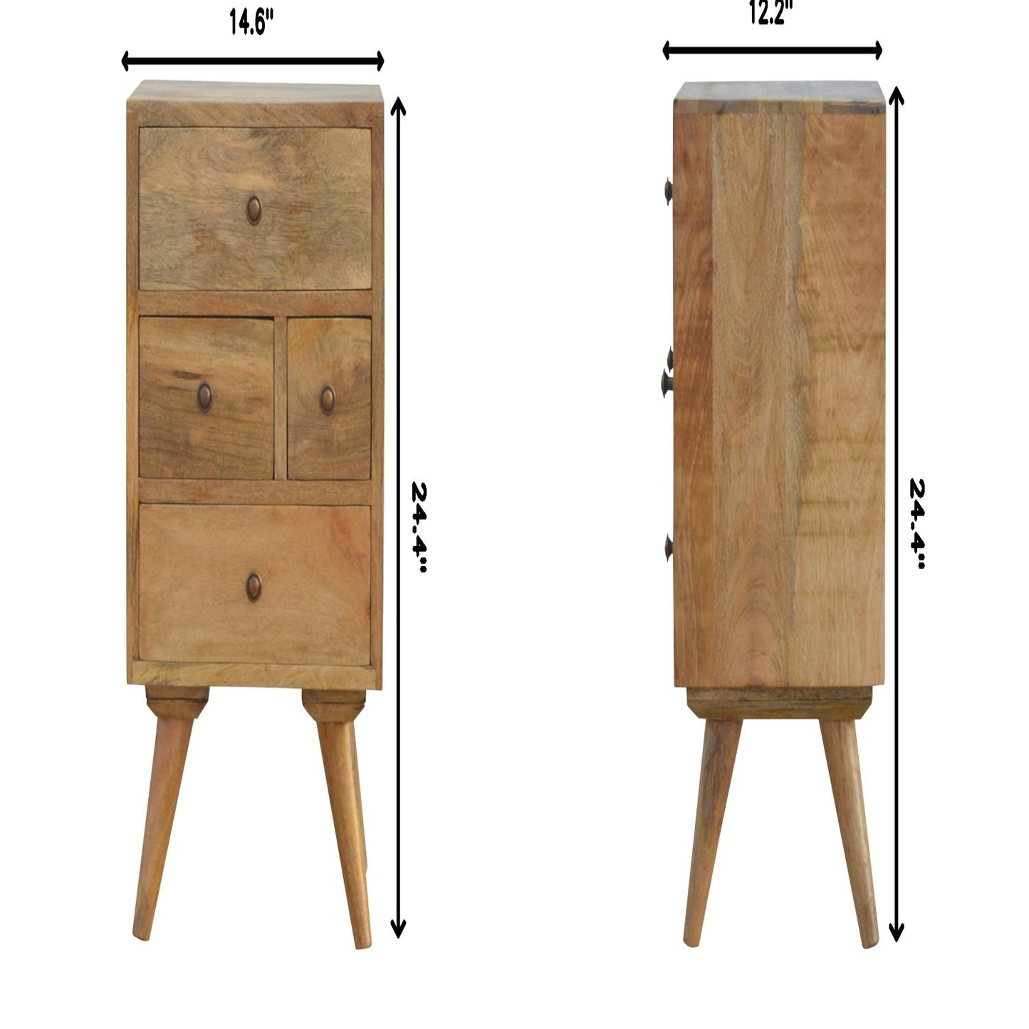 Nordic Style 4 Drawer Multi Nightstand - Oak