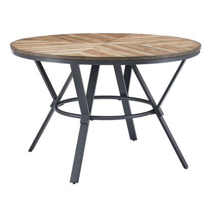 Modern Style Indoor Dining Round Table With Metal Legs - Light Birch