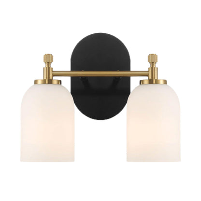 Vortex - 2 Lights Vanity In Traditional Style For Over Bathroom Mirror Wall Sconce - Black / Gold / White