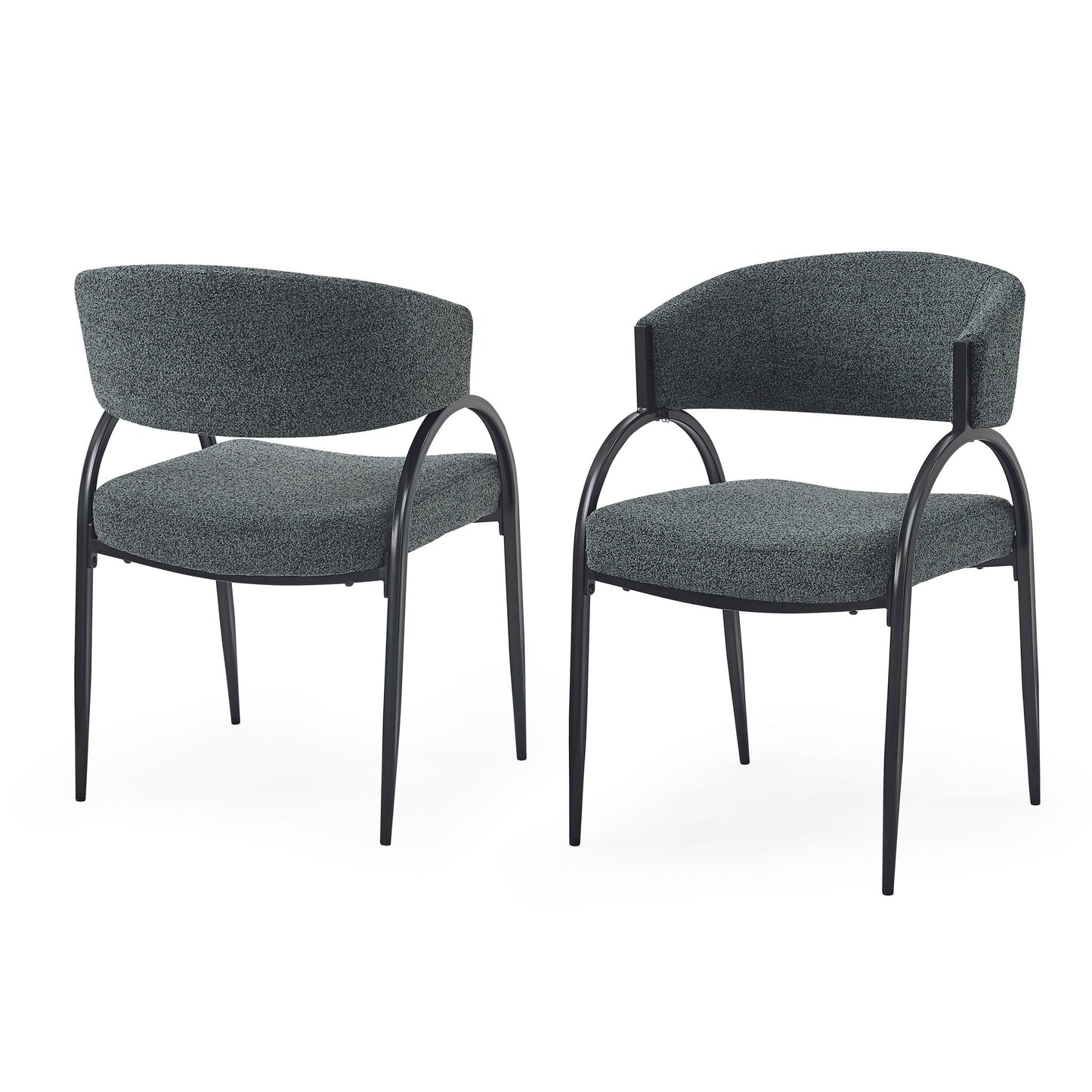 Contemporary Upholstered Dining Chairs With Metal Legs (Set of 2)