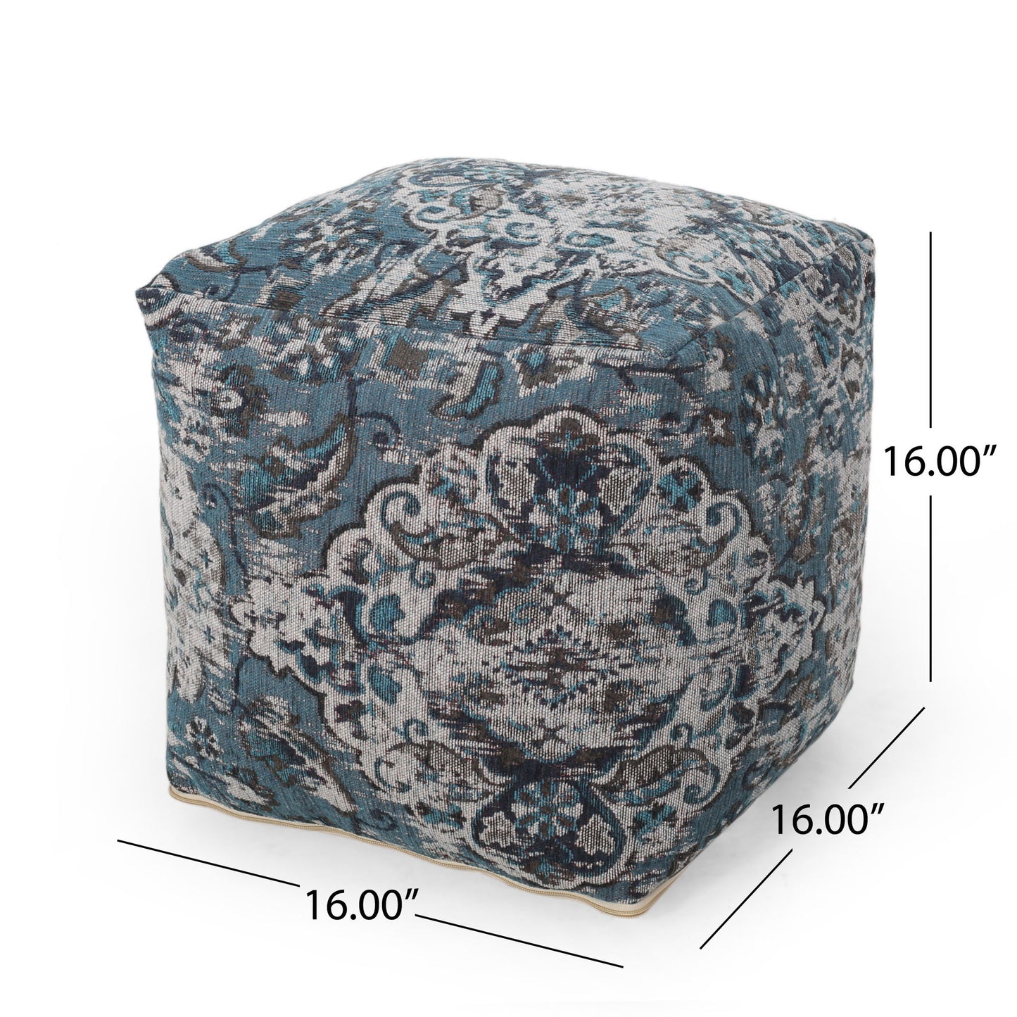 Anita - Square Pouf Ottoman And Floor Cushion - Blue