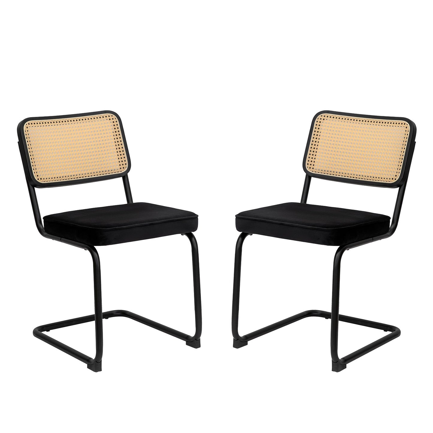 Rattan Side Accent Dining Chairs With Painted Legs (Set of 2)