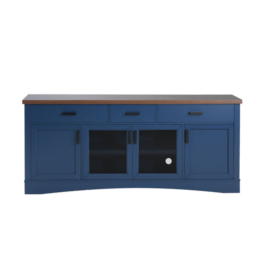 TV Console Stand, Glass Doors & Storage Drawers, Adjustable Shelves