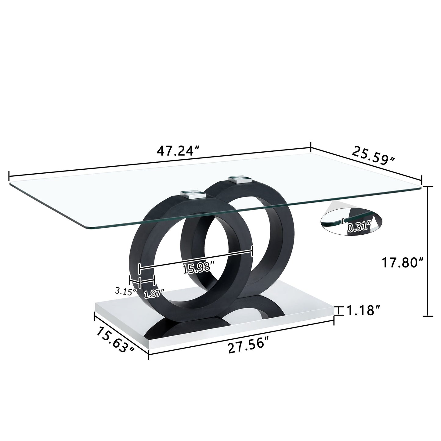 Contemporary Style Glass Top Coffee Table