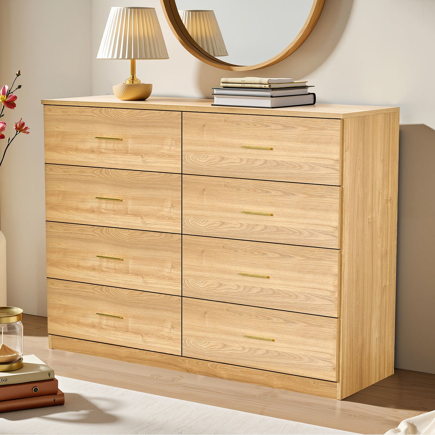 Modern Drawer Dresser For Bedroom, Ample Storage Wide Chest Of Drawers