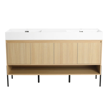 Modern Bathroom Vanity Combo With Single Resin Sink And Storage Cabinet
