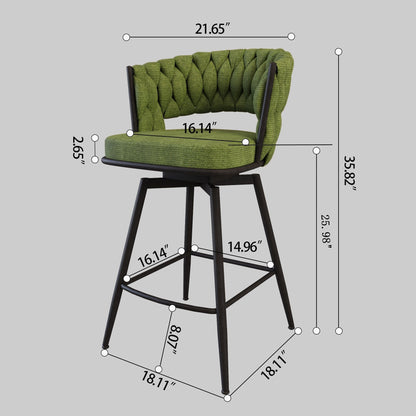 Bar Stool 360 Swivel With Back Footrest