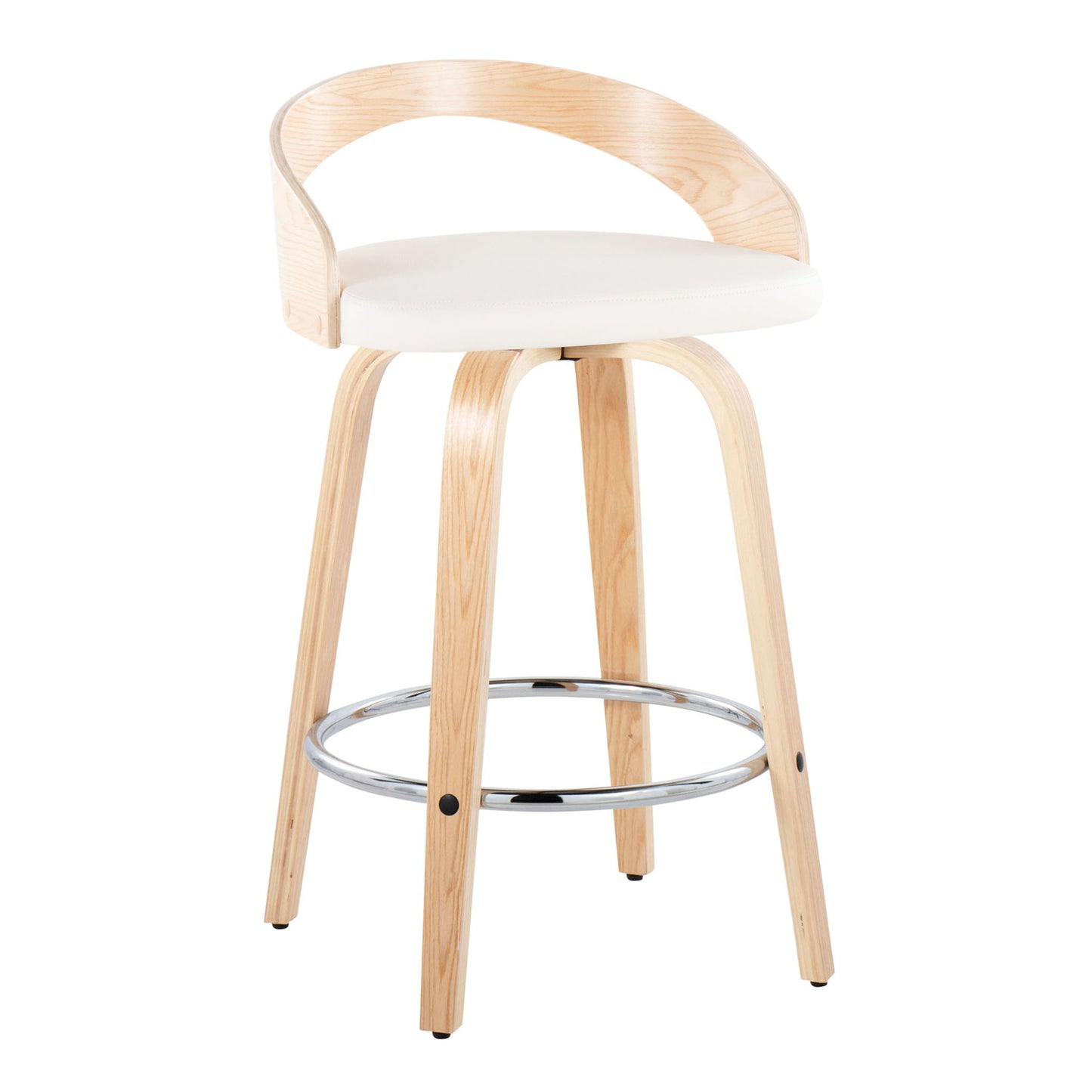 Grotto - Contemporary Fixed Height Counter Stool With Swivel With Round Footrest (Set of 2)