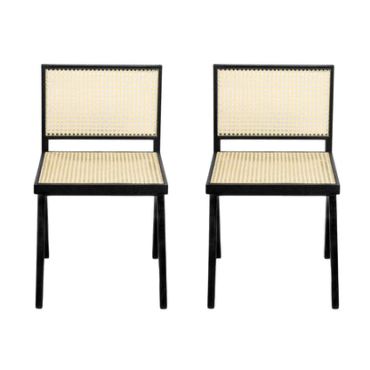 Chandigarh Dining Room Chairs With Natural Rattan (Set of 2)