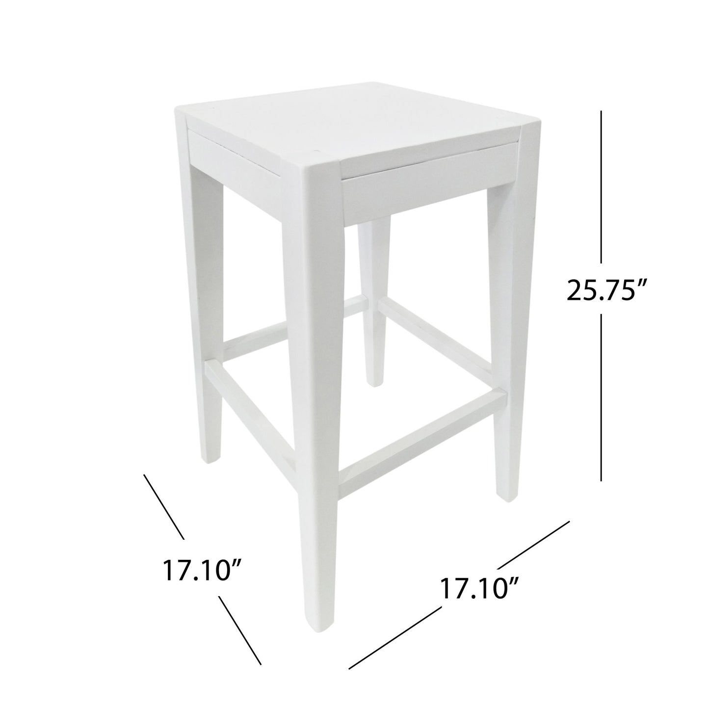 Counter Barstool (Set of 2), Rubber Wood - White