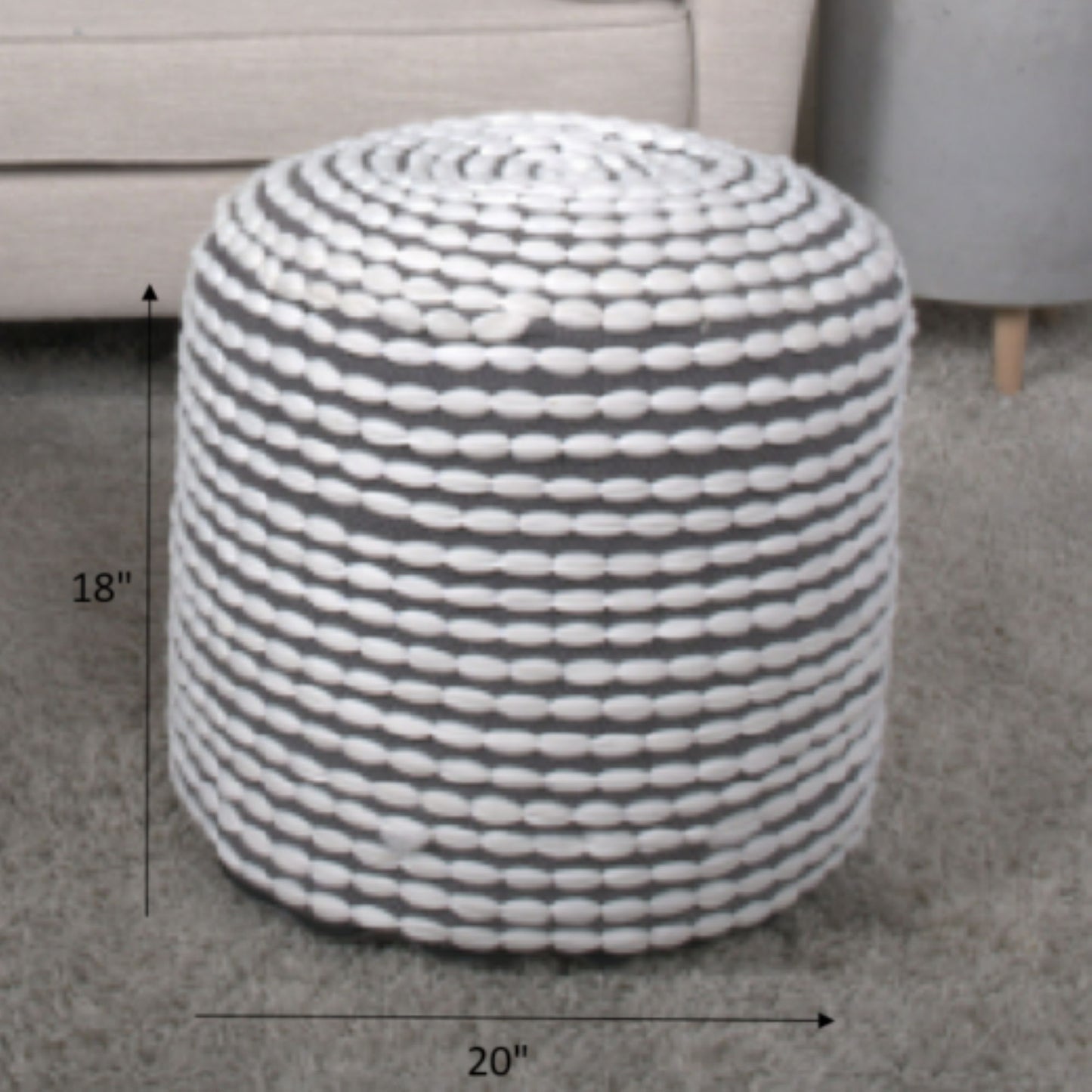 River - Handcrafted Cylindrical Pouf Water Resistant Fabric
