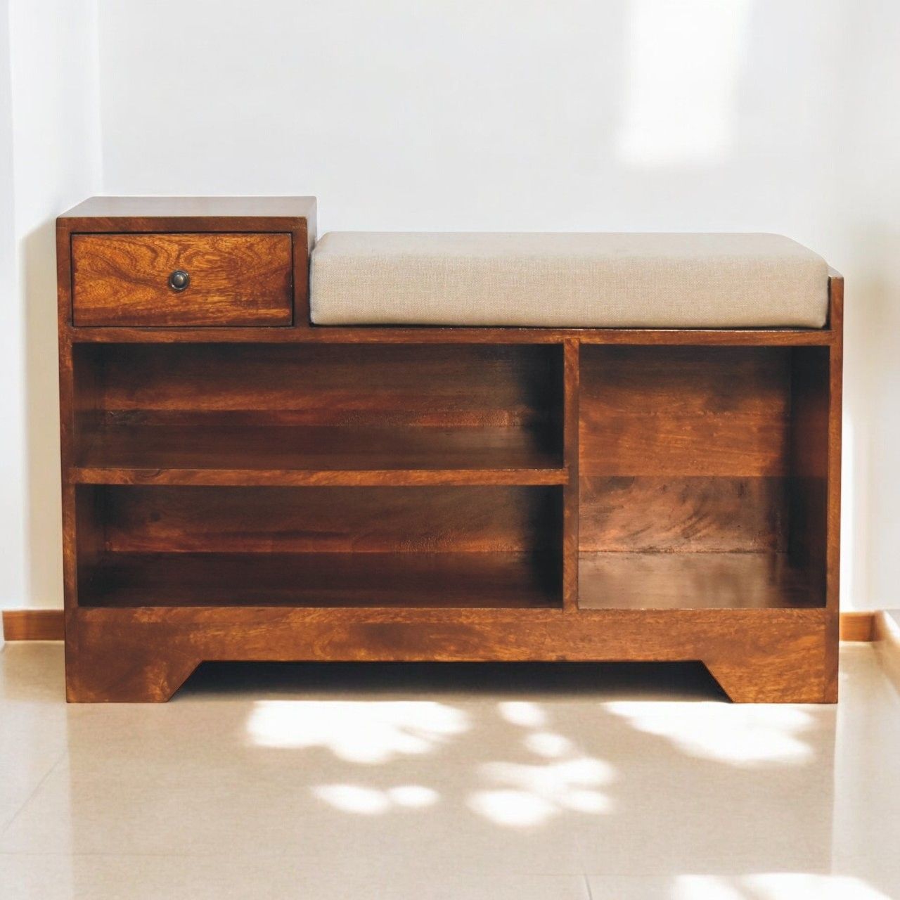 Retreat - Shoe Bench, 1 Drawer - Chestnut