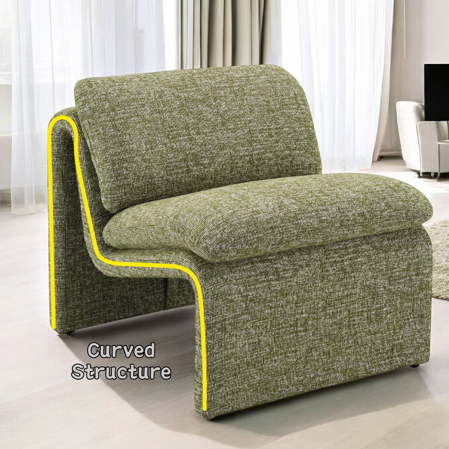Jaeda - Innovative Elegance Accent Chair In Curved Shape