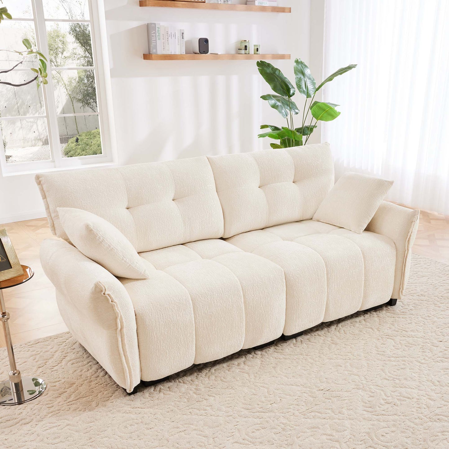 Modern Sofa & Pillows, Textured Cover, High Rebound Cushions