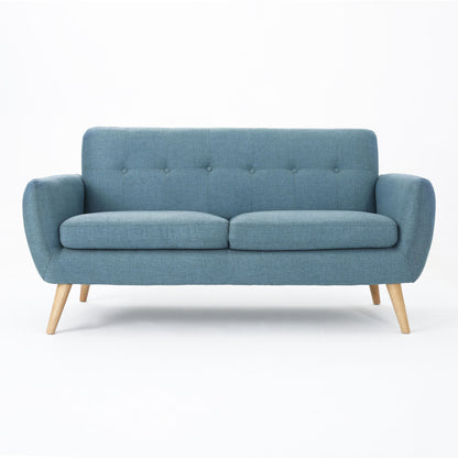 Modern Loveseat Sofa With Button Tufted Backrest