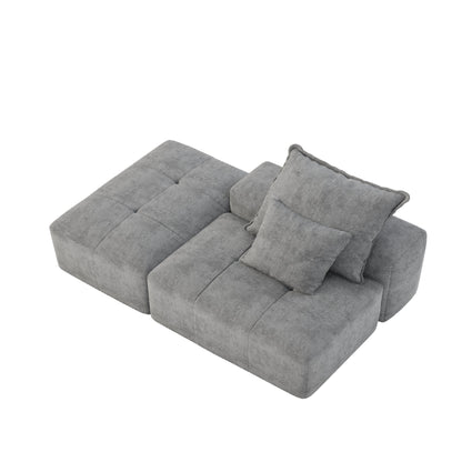 Modern Oversized Modular Sectional Sofa, Sparkling Chenille Fabric Soft Cushions With 2 Pillows