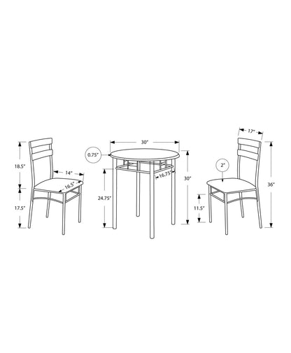 Dining Table Set Small Round 3 Pieces Set - Black
