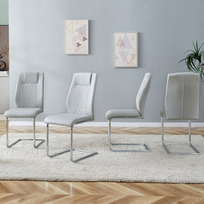 Modern Dining Chairs With Padded Seat, Metal Legs