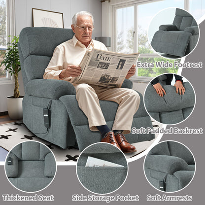 Oversized Power Lift Recliner Chai With Remote Control, Side Pocket, Spacious Seat