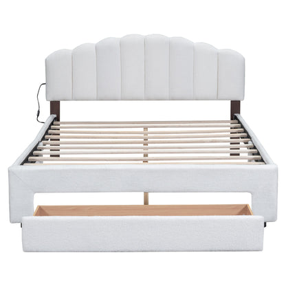 Upholstered Platform Bed With Drawer