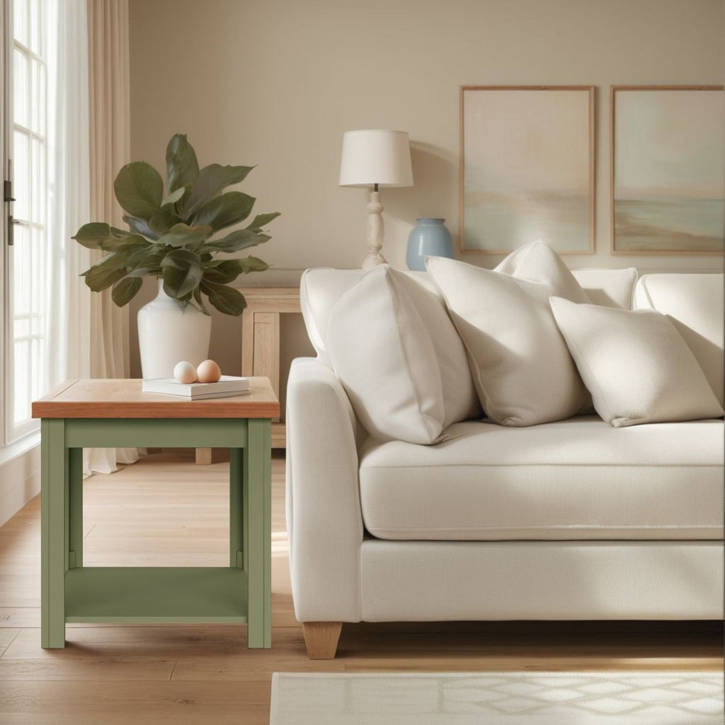 Vineyard - Side Table - Sage Green, Fruitwood