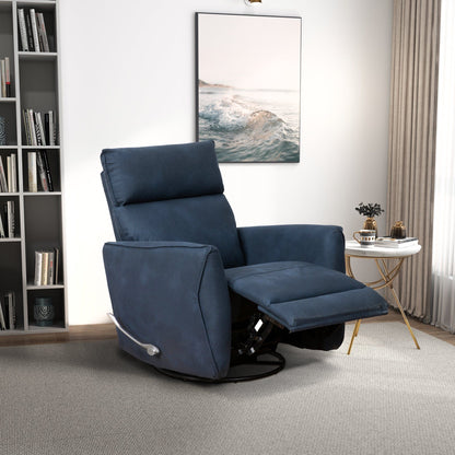 Carson - Swivel Glider Suede Recliner Chair - Midnight Blue