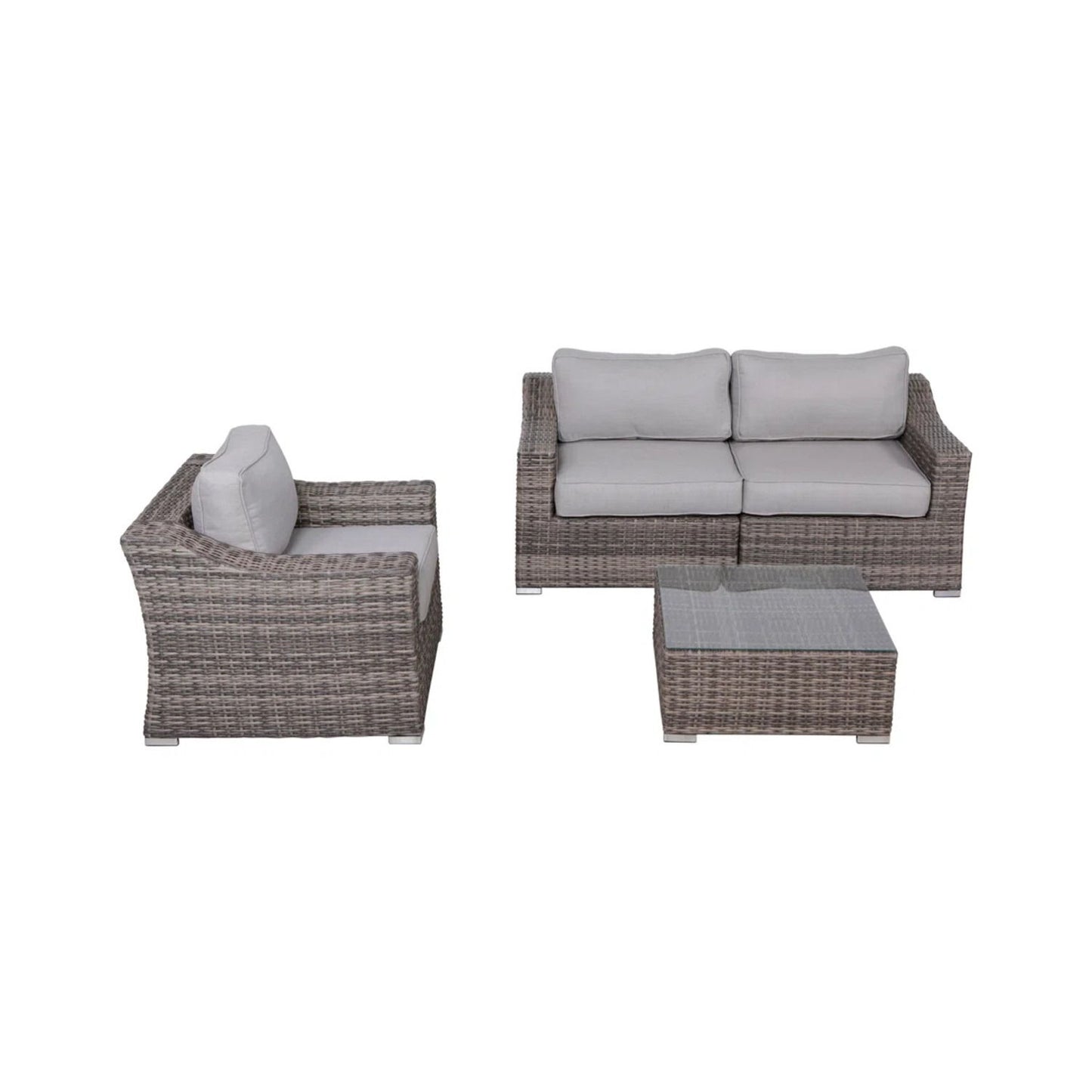 Outdoor Wicker Conversation Set With Cushions, All Weather