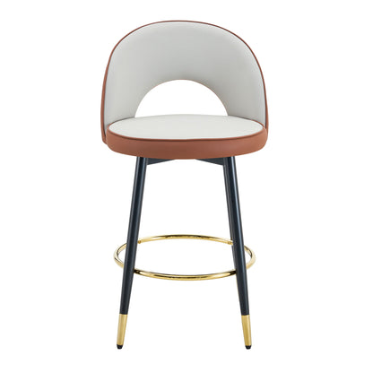 Upholstered Rotatable Bar Chair With Metal Legs For Dining Room