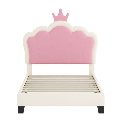 Upholstered Princess Platform Bed With Crown Headboard