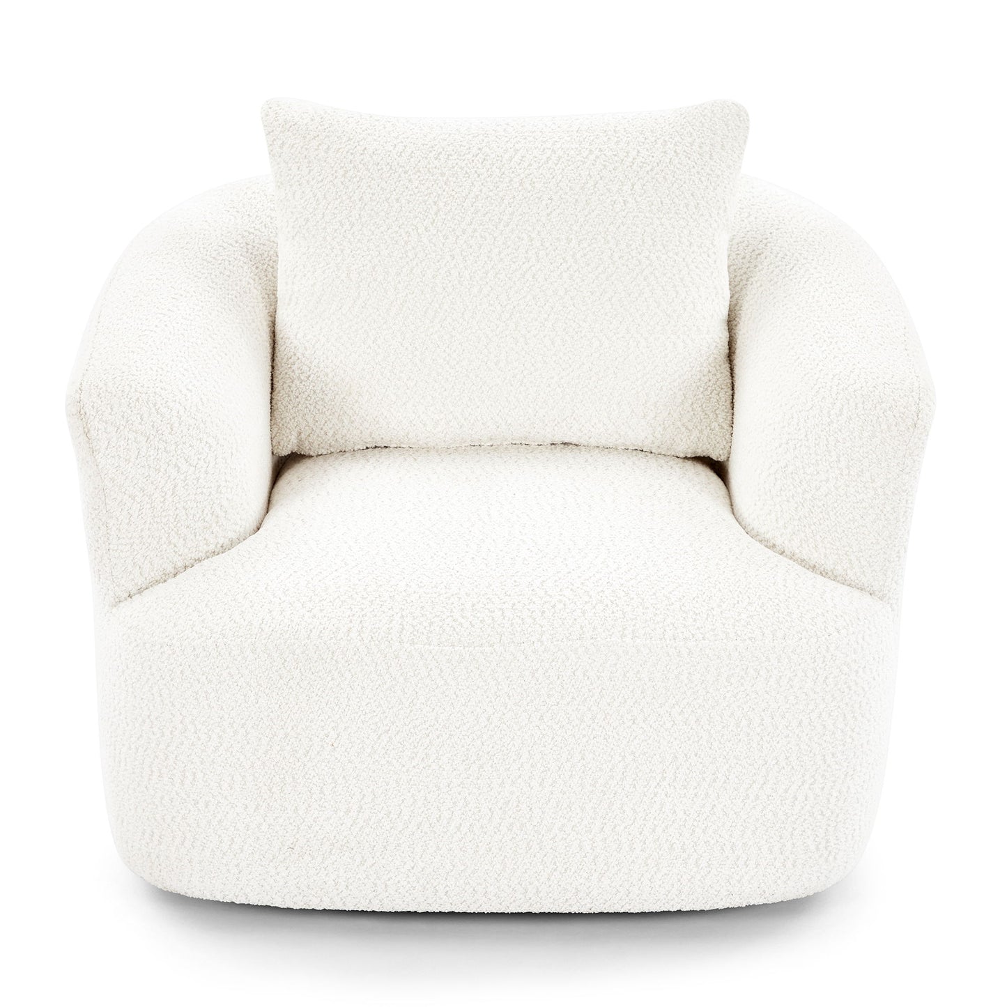 360° Swivel Barrel Sofa Chair With Throw Pillow, Chenille Upholstered Accent Chair