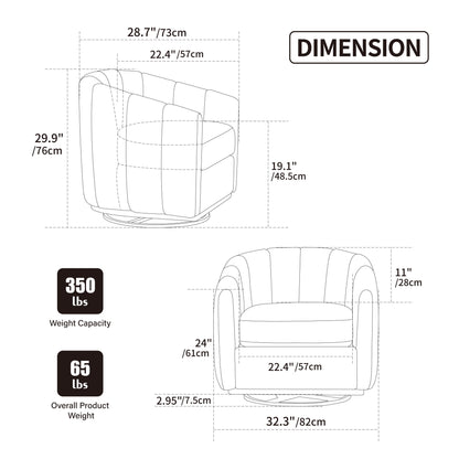 360° Swivel Upholstered Barrel Chair