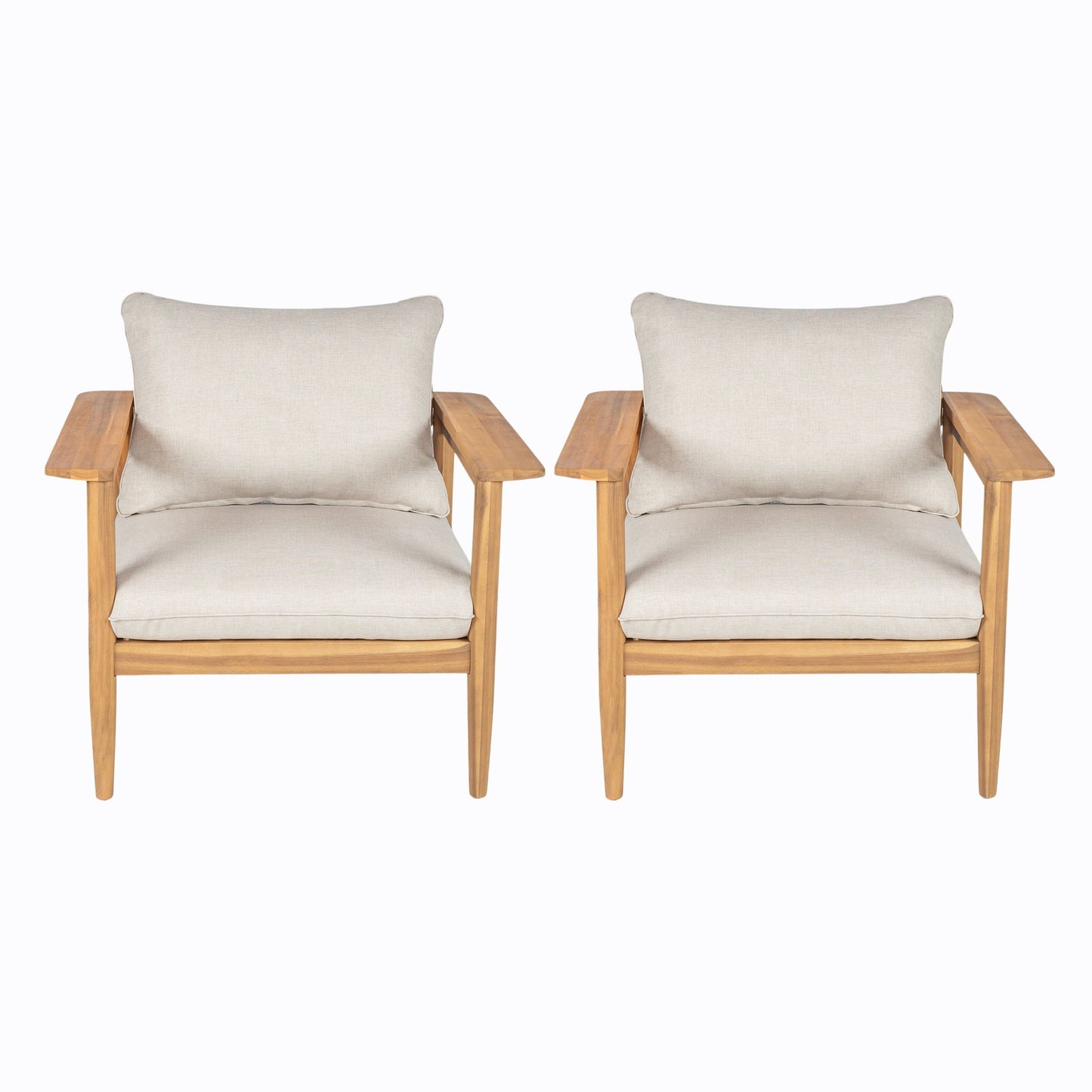 Terassi - Outdoor Lounge Chair (Set of 2) With Cushions - Beige / Light Teak