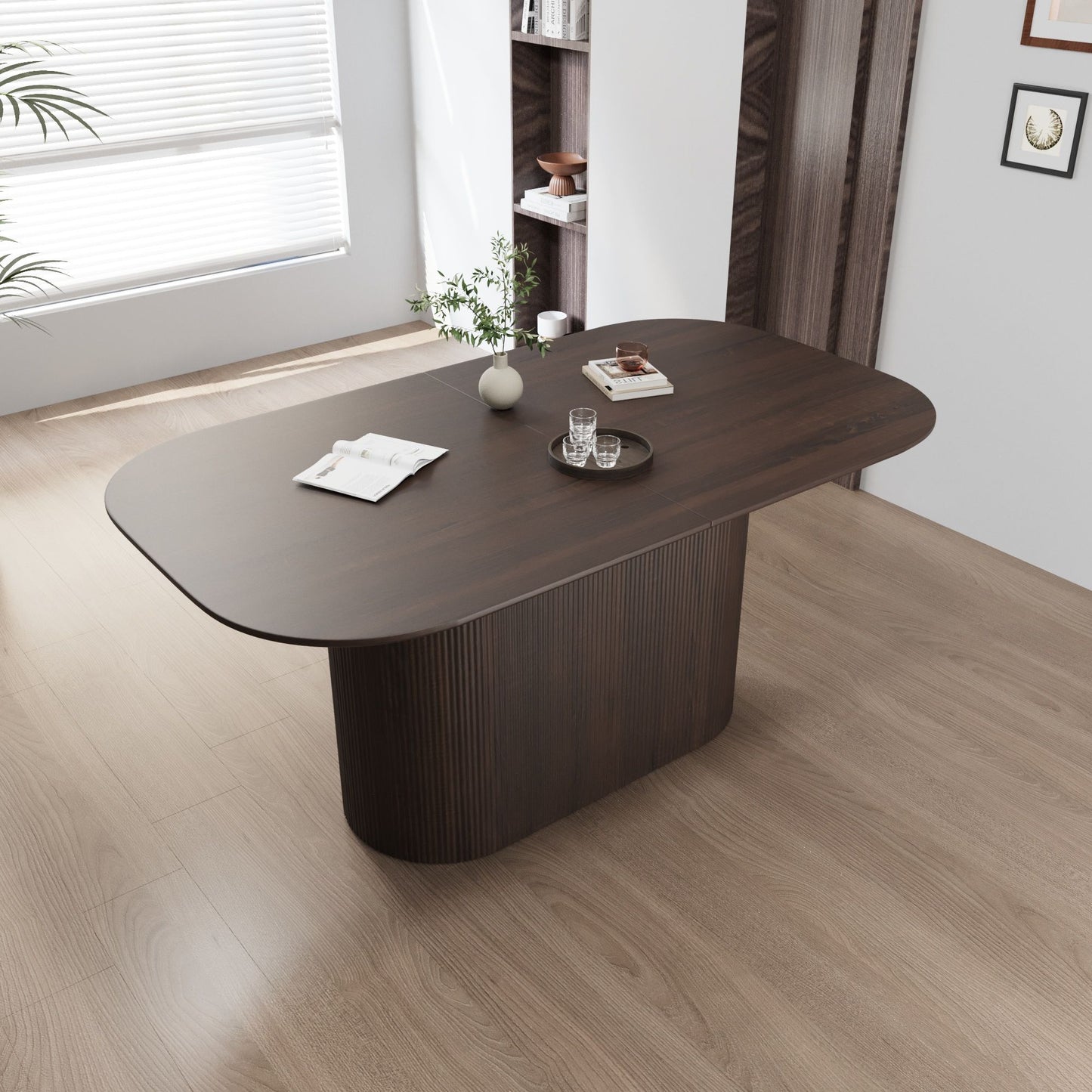 Modern Dining Table With Vertical Striped Legs