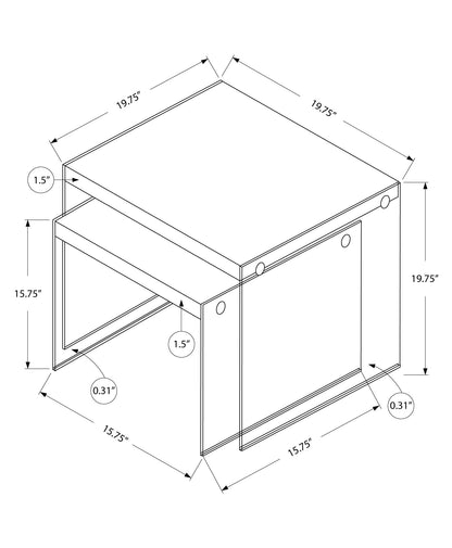 Accent Nesting Table Clear Tempered Glass For Living Room (Set of 2)