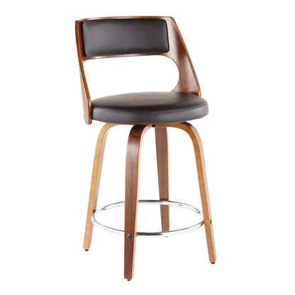 Cecina - Mid-Century Modern Fixed Height Counter Stool With Swivel And Round Footrest (Set of 2)