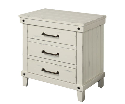 3 Drawer Elegant Nightstand - White